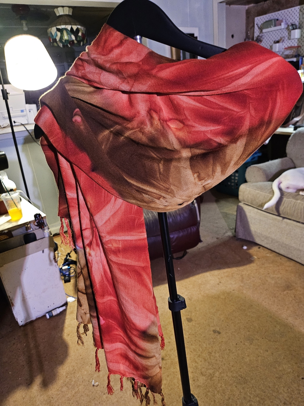 Red and Brown Gradient Lightweight Scarf Wrap